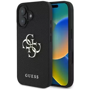 Tok Guess Grained Big 4G Logo Small Classic Logo case for iPhone 16 black (GUHCP16SPGT4MBK) kép