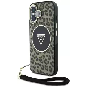 Tok Guess HC IML Leopard Triangle Cord Strap case for iPhone 16 MagSafe brown (GUHMP16SHLORSSW) kép