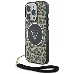 Tok Guess HC IML Leopard Triangle Cord Strap case for iPhone 16 Pro MagSafe brown (GUHMP16LHLORSSW) kép