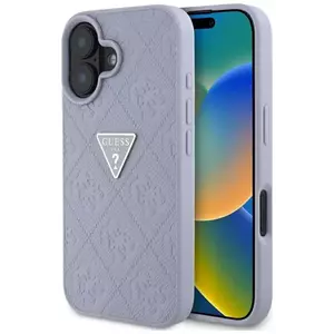 Tok Guess Hot Stamp 4G Pattern Triangle Metal Logo Case for iPhone 16 Purple (GUHCP16SPGP4STRU) kép