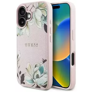 Tok Guess Grained Printed Flower Pattern MagSafe case for iPhone 16 pink (GUHMP16SPGNMPLMP) kép