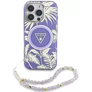 Tok Guess Palm Trees Triangle Pearl Strap MagSafe case for iPhone 16 purple (GUHMP16SHPCTPLSU) kép