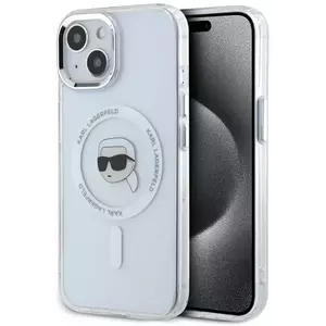 Tok Karl Lagerfeld IML Metal Karl Head MagSafe case for iPhone 15 Plus white (KLHMP15MHLSKIH) kép