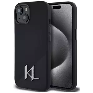 Tok Karl Lagerfeld Silicone Shadow Metal Initial MagSafe Case for iPhone 15 Black (KLHMP15SSCMKMPCK) kép