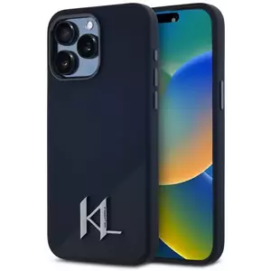 Tok Karl Lagerfeld Silicone Shadow Metal Initial MagSafe Case for iPhone 15 Pro Black (KLHMP15LSCMKMPCK) kép