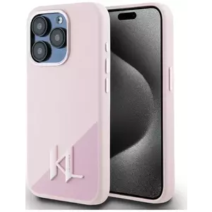 Tok Karl Lagerfeld Silicone Shadow Metal Initial MagSafe case for iPhone 15 Pro Max pink (KLHMP15XSCMKMPCP) kép