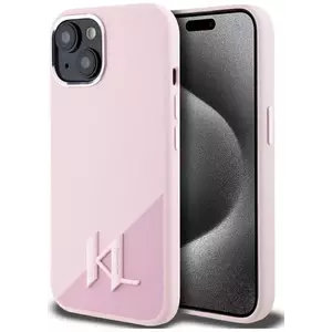 Tok Karl Lagerfeld Silicone Shadow Metal Initial MagSafe case for iPhone 15 pink (KLHMP15SSCMKMPCP) kép