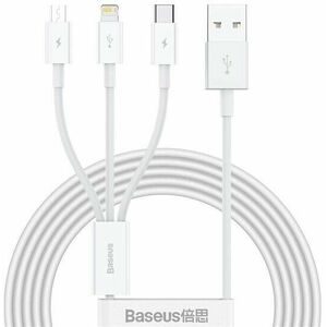 Baseus Superior 3 az 1-ben USB-kábel, USB-mikroUSB / USB-C / Lightning, 3.5A 1, 5 m, fehér kép