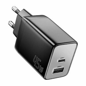 Essager 45W-os GaN hálózati töltő USB-A / USB-C csatlakozóval, fekete kép