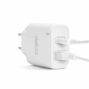 Hálózati Adapter USB + Type-C PD20W gyorstöltéssel - fehér kép