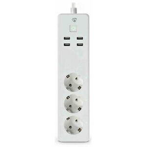 3 Plug + 4 USB 1, 8 m Switch (WIFIP312FWT) kép