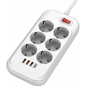 6 Plug + 4 USB 2 m Switch (CW-CHE64PDW) kép