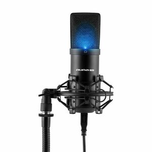 Auna Pro MIC-900B-LED, fekete, USB kondenzátoros stúdió mikrofon, vese k., LED kép