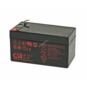 Ólom akku 12V 1.2Ah ( CSB / Hitachi) típus CSB-GP1212, VDS, csatlakozó: F1 kép