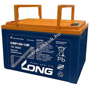 Ólom akku Long (Kung Long) típus CWP100-12N 2V 100Ah M6 ciklusálló napelemes szolár rendszerekhez kép