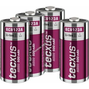 4db 16340 / RCR123A akku, 3.2V, Li-ion, 500mAh - A készlet erejéig! kép