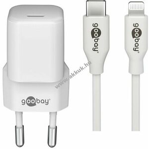 Lightning / USB-C PD töltőkészlet 20W töltőfej és kábel 1m kép