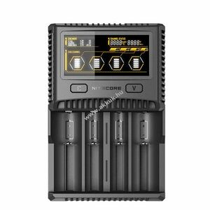 Nitecore SC4 profi akkutöltő Li-Ion-, NiMH-, NiCd- LCD színes kijelzővel kép