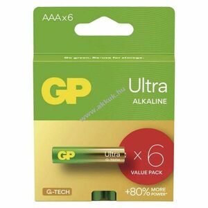 GP Ultra Alkáli elem AAA, Mikro, LR03 6db/csomag - Kiárusítás! kép