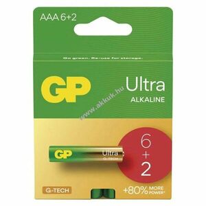 GP Ultra alkáli elem, LR03, mikro, AAA 6+2db/csomag - Kiárusítás! kép