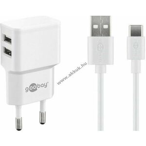 Goobay USB telefon gyorstöltő szett USB-C kábellel 2.4A, fehér - Kiárusítás! kép