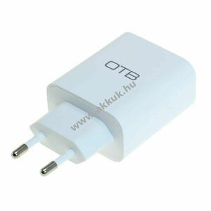 OTB hálózati töltő adapter 2db USB csatlakozó, 2.4A, fehér - Kiárusítás! kép
