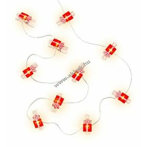 10 LED-es fotó klipsz tündérfények, ajándék formájú kép