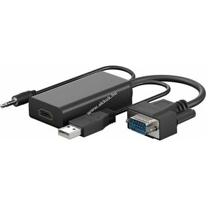 VGA - HDMI adapter kábel + 3.5mm jack csatlakozó, USB 2.0 csatlakozó kép