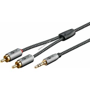Stereo RCA - Stereo 3.5mm jack kábel 0.5m szövetborításos, szürke kép