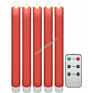 LED-es valódi viaszrúd gyertya készlet, távirányítóval együtt, piros, 5db /csomag kép