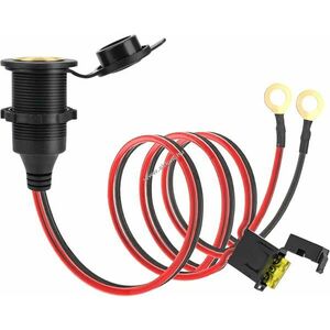 12V / 24V autó szivargyújtó aljzat, 20A, 1m, menettel kép