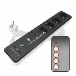 GoSmart hosszabbító 2m / 4 aljzat / kapcsolós / USB / fehér-fekete / PVC / 1, 5 mm2 kép