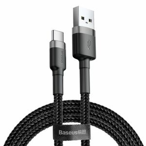 Baseus Cafule kábel USB / USB C QC 3.0 3A 1m, fekete/szürke (CATKLF-BG1) kép