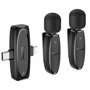 Hoco L15 vezeték nélküli lavalier mikrofon Lightning / USB-C 2db, fekete kép