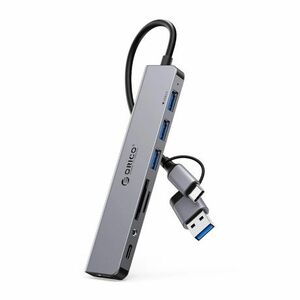 Orico YSA8-U3 HUB adapter USB / USB-C - 3x USB 2.0 / USB 3.0 / USB-C / 3.5mm jack / 2x TF SD, szürke kép