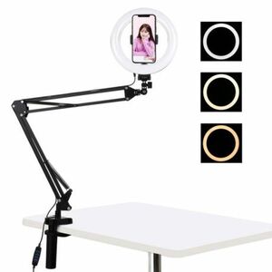 PULUZ Selfie Ring körfény LED lámpa 7.9'' + asztali tartó, fekete (PKT3089B) kép