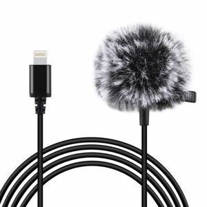 PULUZ PU426 Lavalier csiptető mikrofon Lightning 1.5m, fekete (PU426) kép