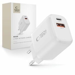 Tech-Protect NCA30 hálózati töltő adapter 30W PD QC, fehér kép