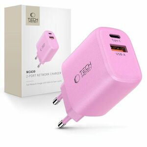 Tech-Protect NCA30 hálózati töltő adapter 30W PD QC, rózsaszín kép