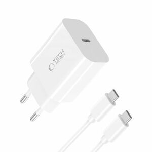 Tech-Protect NC20W hálózati töltő USB-C PD 20W + kábel USB-C, fehér kép