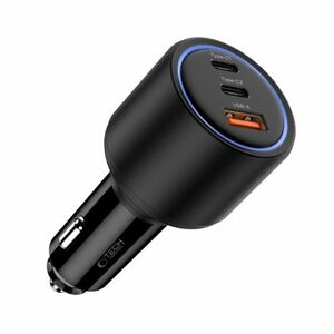Tech-Protect CC04 autós töltő USB / 2x USB-C 130W PD, fekete kép