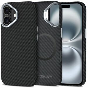 Tech-Protect Ion Carbon MagSafe tok iPhone 16, fekete/ezüst kép