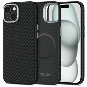 Tech-Protect Ion Carbon MagSafe tok iPhone 15, fekete/ezüst kép