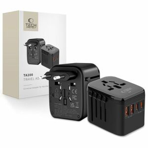 Tech-Protect TA200 utazó adapter EU / UK / US / AU, fekete kép