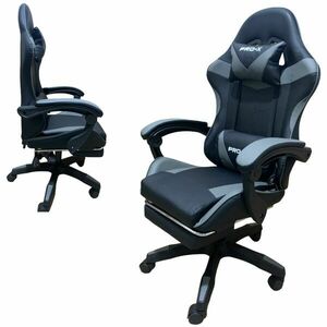 GOBORELAX Gamer szék masszázsfunkcióval és lábtartóval - fekete-szürke kép