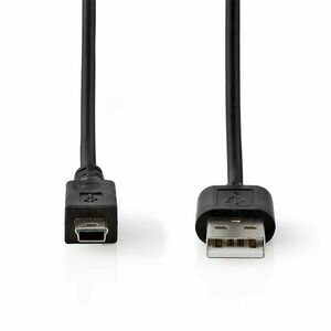 Nedis cccgl60301bk20 usb mini 5p (mini usb)kábel, usb 2.0 usb-a... kép
