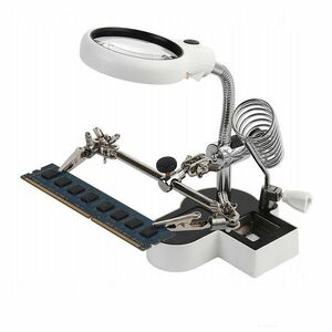 Paneltartó (harmadik kéz) LED-es nagyítóval, 2 db csipesszel, pákatartóval kép