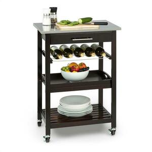 Klarstein Vermont, tálalókocsi, konyhai kocsi, 5 szintes, fa, rozsdamentes acél, mozgatható, mobil kép