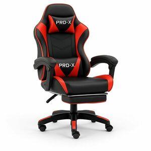 GOBORELAX Gamer szék masszázs funkció, lábtartó - fekete-piros kép