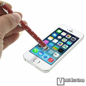 EXKLUZÍV érintőképernyő ceruza - strassz kővel díszített, kapacitív kijelzőhöz - PIROS kép